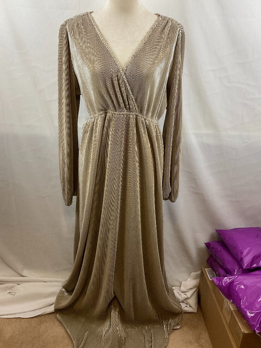 Baltic Born Metallic Gold Maxi Dress